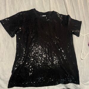DKNY Black Sequin Top